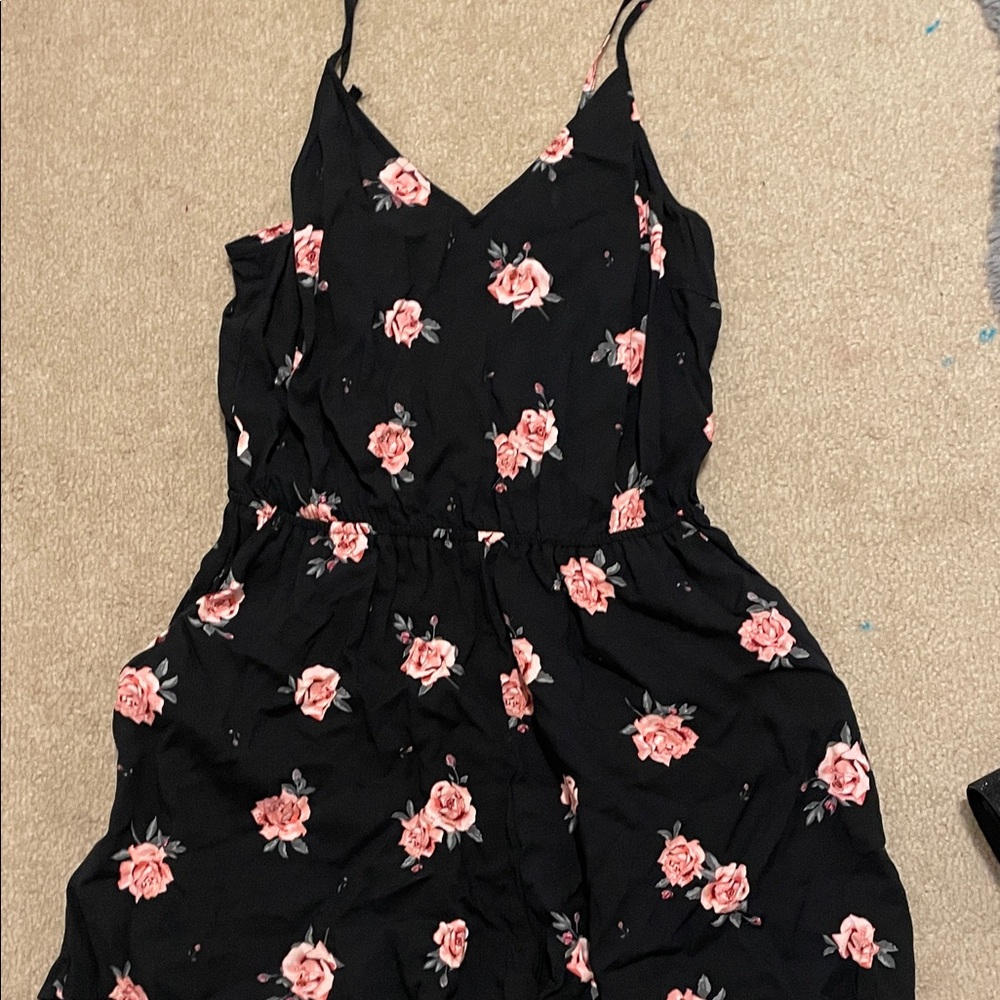 Floral Black and Pink Jumpsuit
